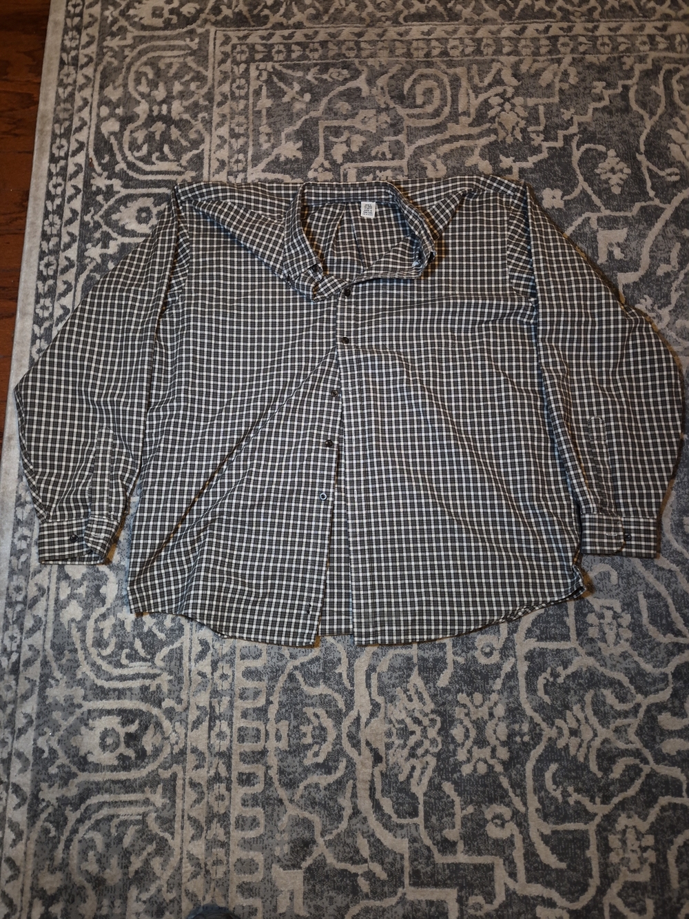 L.L. Bean Black and White Check Button-Down‎ Shirt